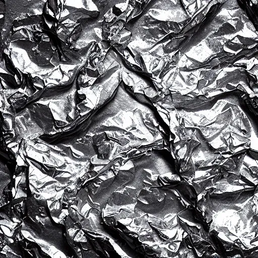 Image similar to texture of crumpled aluminium foil. octane render.