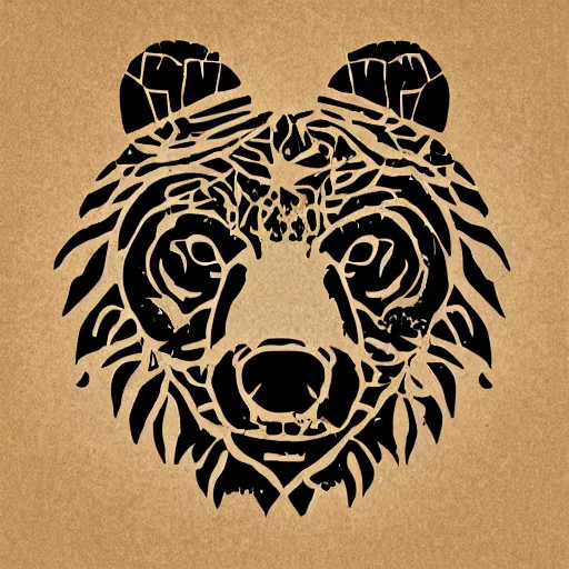 Image similar to laser cut animal vector image of a bear wildlife stencils - forest landscape