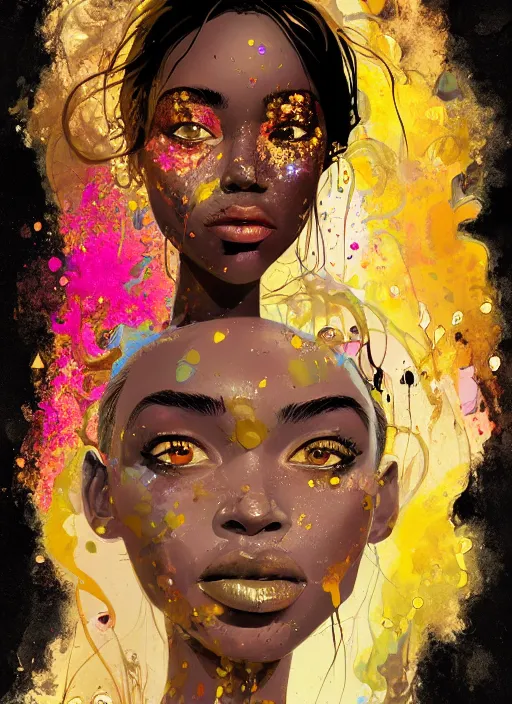 Prompt: beautiful face, made of porcellaine and crystal, golden tears, dramatic lighting, maximalist pastel color palette, splatter paint, pixar and disney concept, graphic novel by fiona staples and dustin nguyen, peter elson alan bean wangechi mutu, clean cel shaded vector art, on artstation