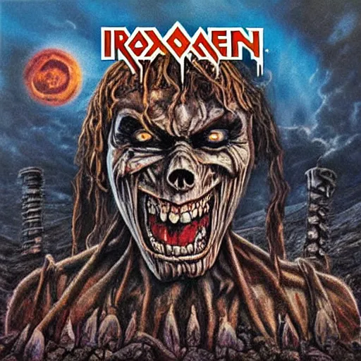Prompt: “Iron Maiden album cover”