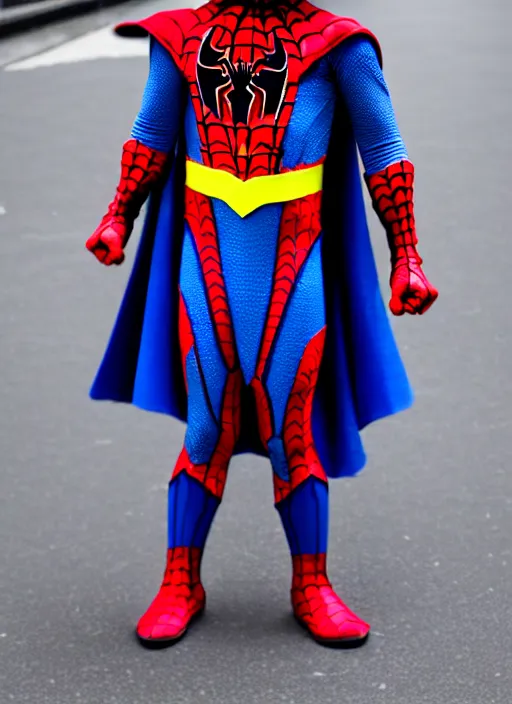 Image similar to superhero outfit inspired by spiderman and doctor strange