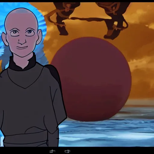 Prompt: a screenshot of mark zuckerberg in the tv show avatar the last airbender