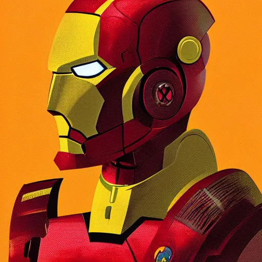 Prompt: portrait of luigi as iron man, limited neutral palette, beautiful graphics, full body portrait, propaganda poster art, 1 9 7 0 s illustrated advertising art by petros afshar, anton fadeev, dean ellis, painterly character design