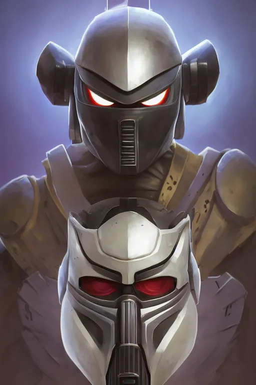 Image similar to epic mask helmet robot ninja portrait stylized as fornite style game design fanart by concept artist gervasio canda, behance hd by jesper ejsing, by rhads, makoto shinkai and lois van baarle, ilya kuvshinov, rossdraws global illumination radiating a glowing aura global illumination ray tracing hdr render in unreal engine 5