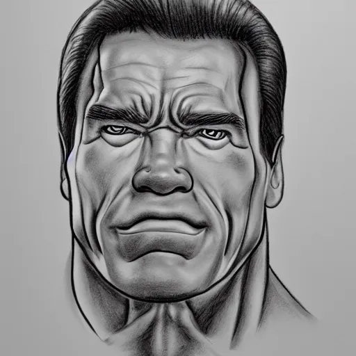Prompt: Arnold Schwarzenegger as a character in the cartoon Winnie the Pooh. Pencil drawing