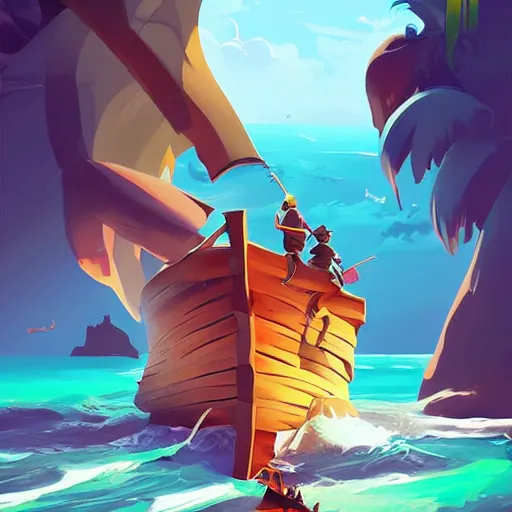 Image similar to painting treasure on sea of thieves game smooth median photoshop filter cutout vector, behance hd by jesper ejsing, by rhads, makoto shinkai and lois van baarle, ilya kuvshinov, rossdraws global illumination