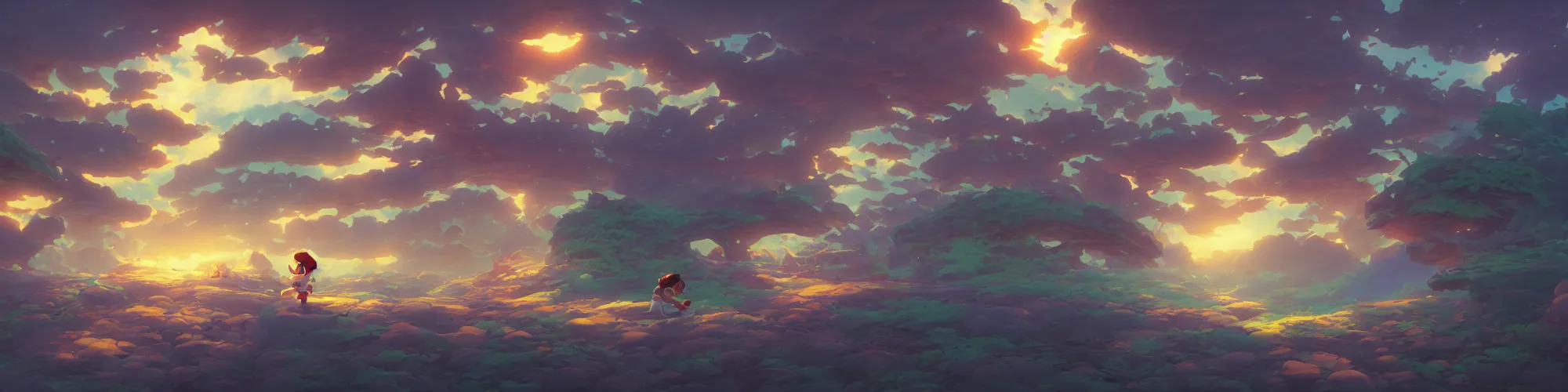 Image similar to 3 6 0 panoramic dynamics matte painting acrylic blur oil wonderland yoshi kurbi dofus, hight contrast,, behance hd by jesper ejsing, by rhads, makoto shinkai and lois van baarle, ilya kuvshinov, rossdraws global illumination