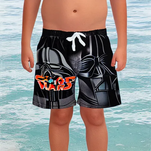 Image similar to darth vader in swim trunks