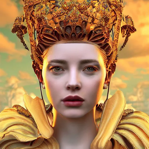 Image similar to queen of venus, 4 k, intricately detailed, jaw dropping, surreal, octane render