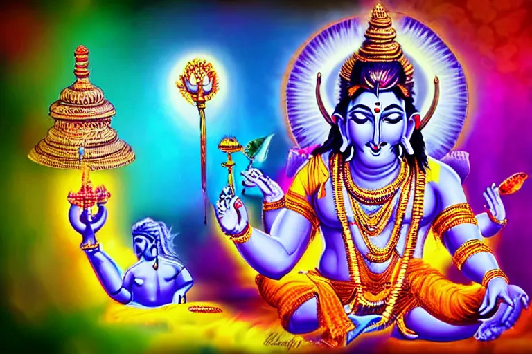 Image similar to india god shiva ganesh colorful stylized photoshop sweet painting