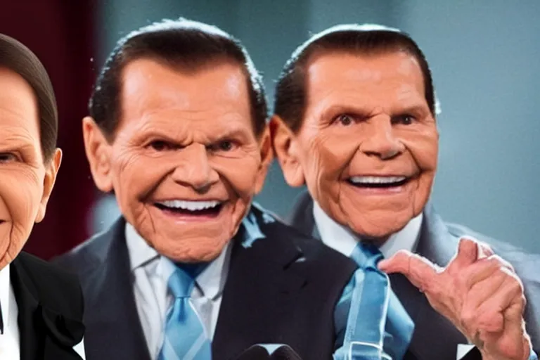 Image similar to kenneth copeland transforming into satin leaked photo, ultra realistic