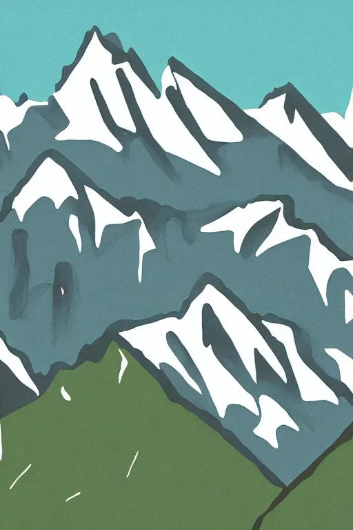 Prompt: alps, illustration, in the style of katinka reinke