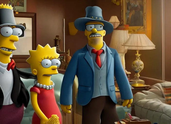 Prompt: film still of johnny depp in the simpsons movie