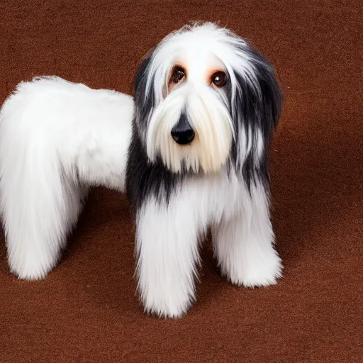 Image similar to TY beanie baby (bearded collie dog), comedy, action shot, arf, ultra high resolution, cute, adorable, fluffy, 70mm/f2.8, imax