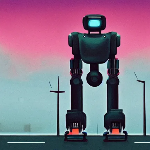 Prompt: robot in the style of simon stalenhag