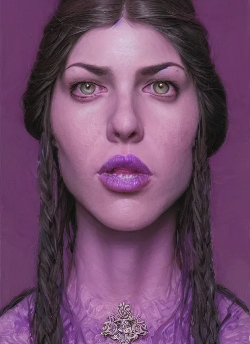 Image similar to portrait of purple Grimace in Society (1989), intricate, highly detailed, centered, digital painting, artstation, concept art, smooth, sharp focus, illustration, artgerm, donato giancola, Joseph Christian Leyendecker, WLOP, Artgerm