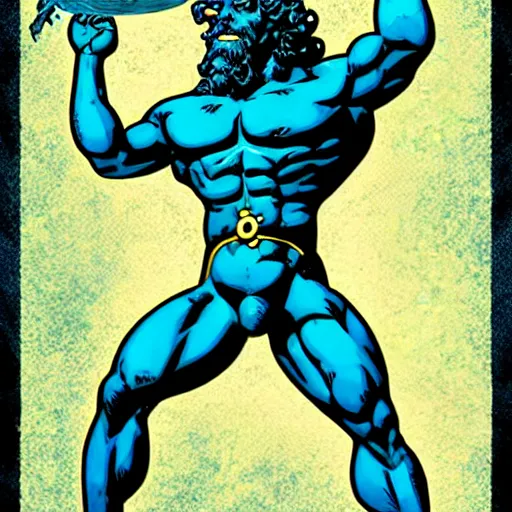 Prompt: the god neptune, comic, illustration, digital art, concept art, by butcher billy