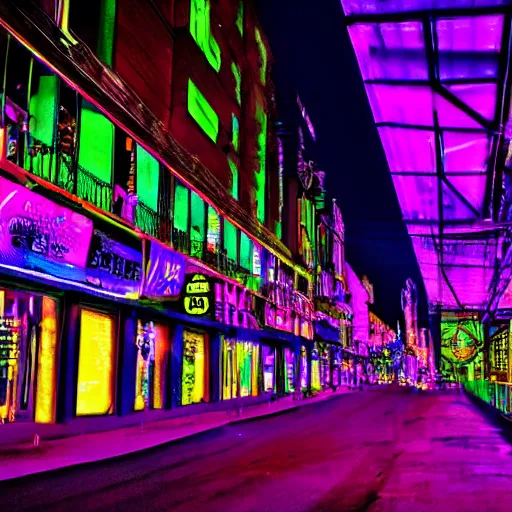 Image similar to neon purple blinking lights on a neon city