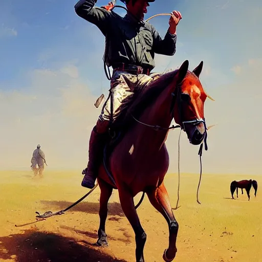 Prompt: а man carries a horse over him, hyperrealism, no blur, 4 k resolution, ultra detailed, style of ron cobb, adolf hiremy - hirschl, syd mead, ismail inceoglu, rene margitte