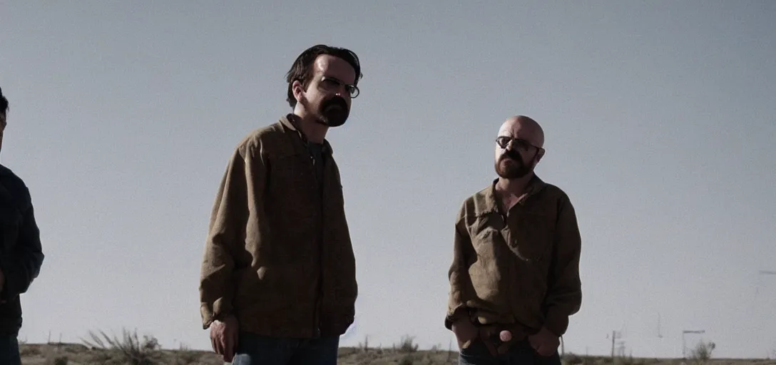 Prompt: mexican walter white and mexican jesse pinkman, cinematic lens, full shot, film still