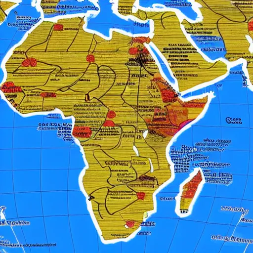 Prompt: a wacky map of africa, surrealism