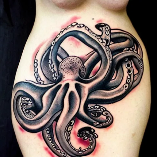 Image similar to surreal octopus tattoo