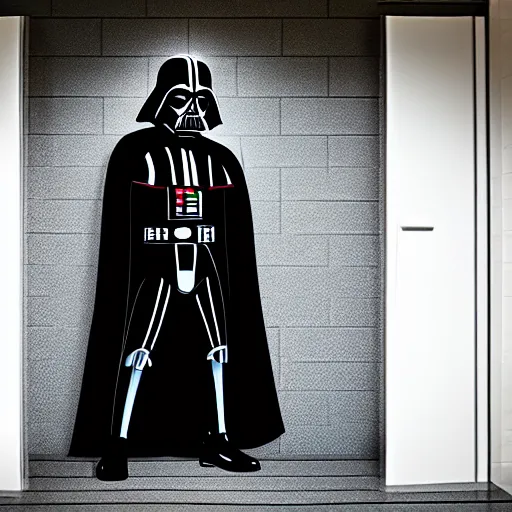 Image similar to darth vader brushing his teeth through the vent