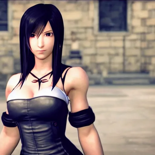 Prompt: Tifa Lockhart from Final Fantasy VII Remake (2020) laughing in Italy