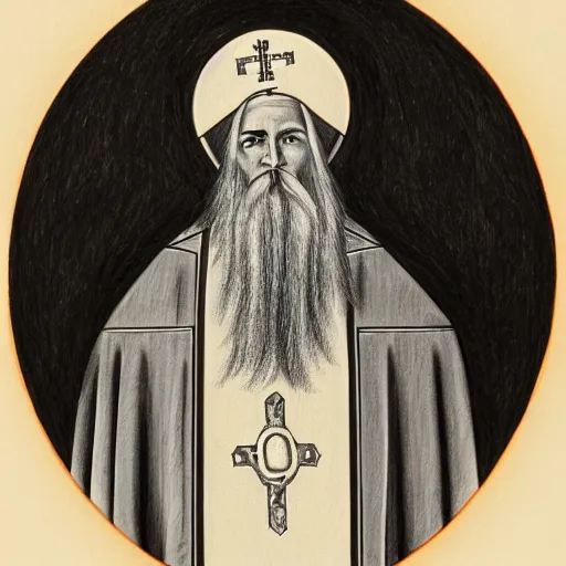 Image similar to pencil drawing of an orthodox priest