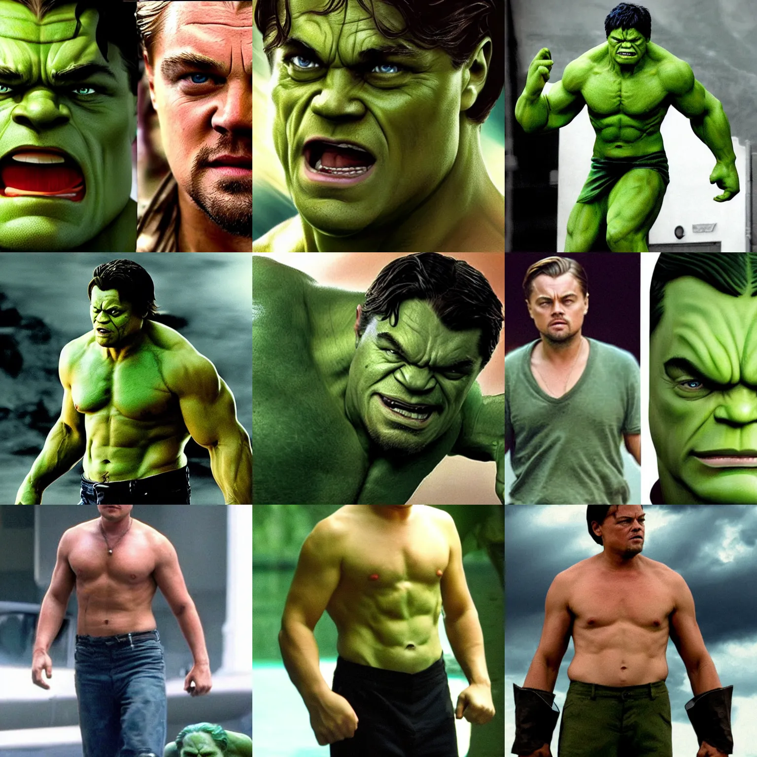 Prompt: Leonardo DiCaprio as The Hulk