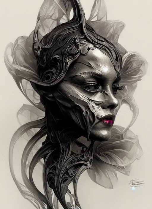 Prompt: charcoal painting of a scultpture, distorted, abstract, creepy, intricate, elegant, highly detailed, ray tracing, digital painting, artstation, concept art, smooth, sharp focus, illustration, art by artgerm and greg rutkowski and alphonse mucha, 8 k