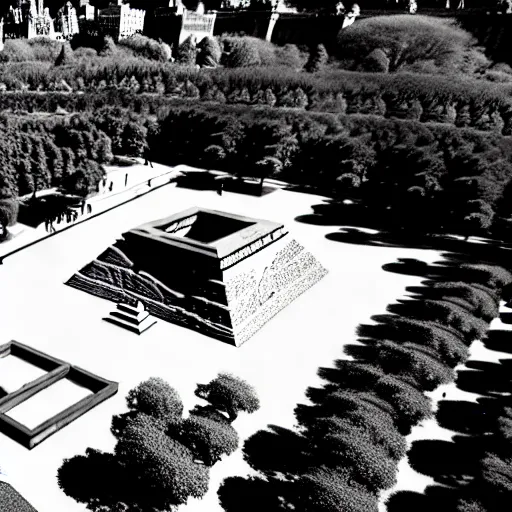 Image similar to egyptian excavation in central park new york drone footage shot on arri alexa flat light high detail blue sky desaturated