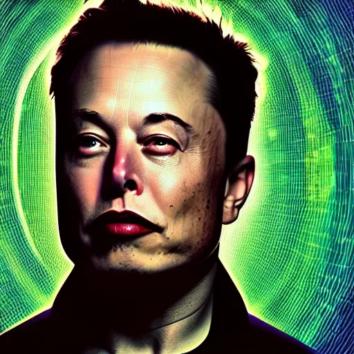 Image similar to elon musk inside the matrix, digital art, artistic, artistic colors, dramatic lighting, 8k