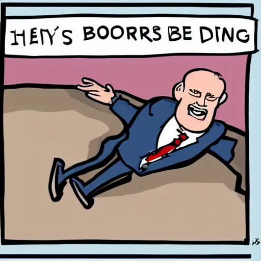 Image similar to Borris Johnson falling in a ditch, cartoon style