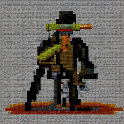 Image similar to pixel painting of a sniper