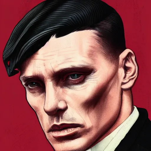 Image similar to a portrait of tommy shelby from the peaky blinders in front of atlantis, in the style of Benjamin Bader, sharp, highly detailed, realistic face, digital art, epic, fantasy, artstation