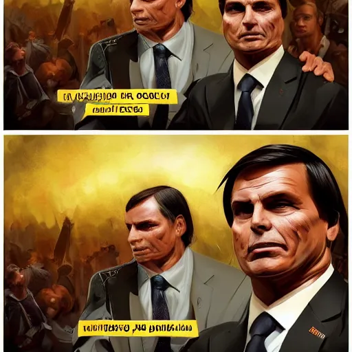 Prompt: jair messias bolsonaro, as the chad meme. in the brazilian congress intricate, elegant, highly detailed, digital painting, artstation, concept art, sharp focus, illustration, by justin gerard and artgerm, 8 k