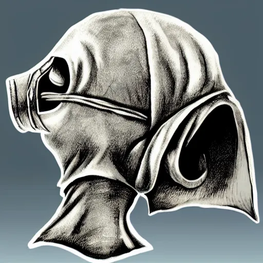 Prompt: medieval plague doctor wearing skull plague doctor beak