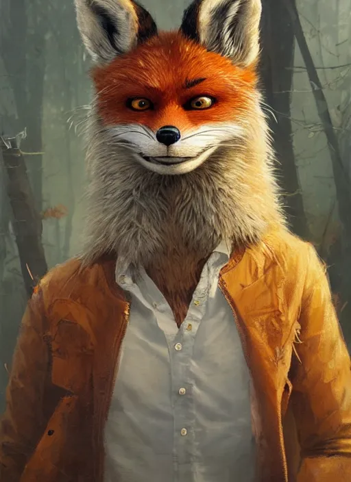 Image similar to highly detailed portrait fantastic mr fox stephen bliss unreal engine fantasy art by greg rutkowski loish rhads ferdinand