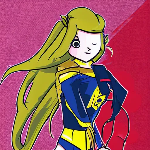 Image similar to blonde girl wearing an decent outfit hero, digital artwork in hero comic