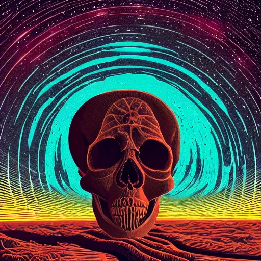 Image similar to ngc 3132 melting mysterious skull landscape by Casey Weldon, dan mumford 8k ultra high definition, upscaled, perfect composition , golden ratio, edge of the world, image credit nasa nat geo