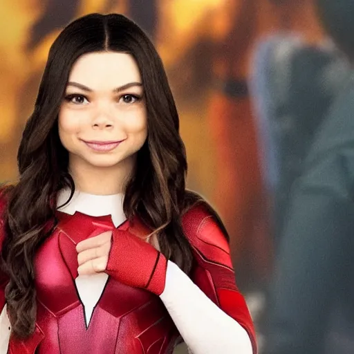 Image similar to Scarlet Witch from Infinity war, played by Miranda Cosgrove