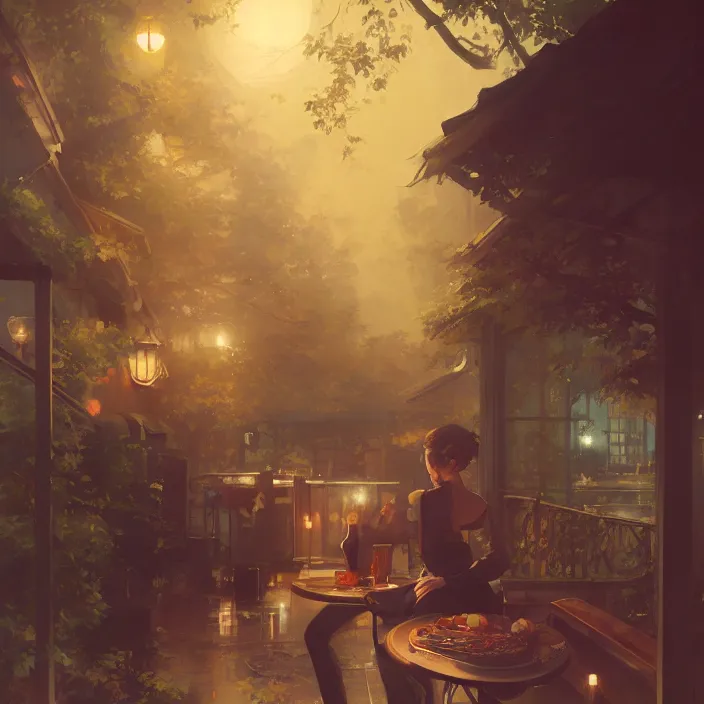 Image similar to akase akari, fine details, night setting, realistic shaded lighting poster by ilya kuvshinov, katsuhiro, artgerm, jeremy lipkin, michael garmash, nixeu, unreal engine 5, radiant light, detailed and intricate environment