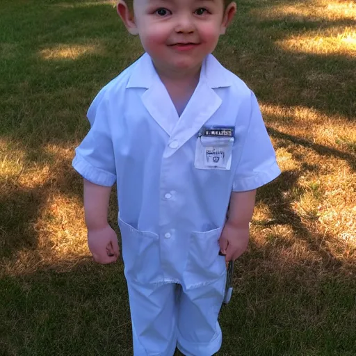 Prompt: full body photo of a little kid as a doctor