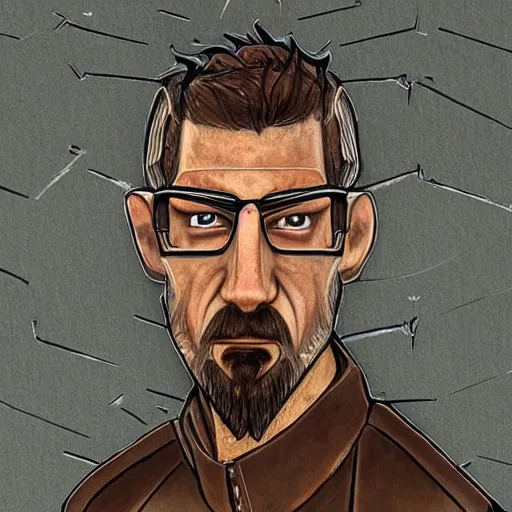 Prompt: ancient art work depicting gordon freeman, 8 k, very detailed, very intricate,