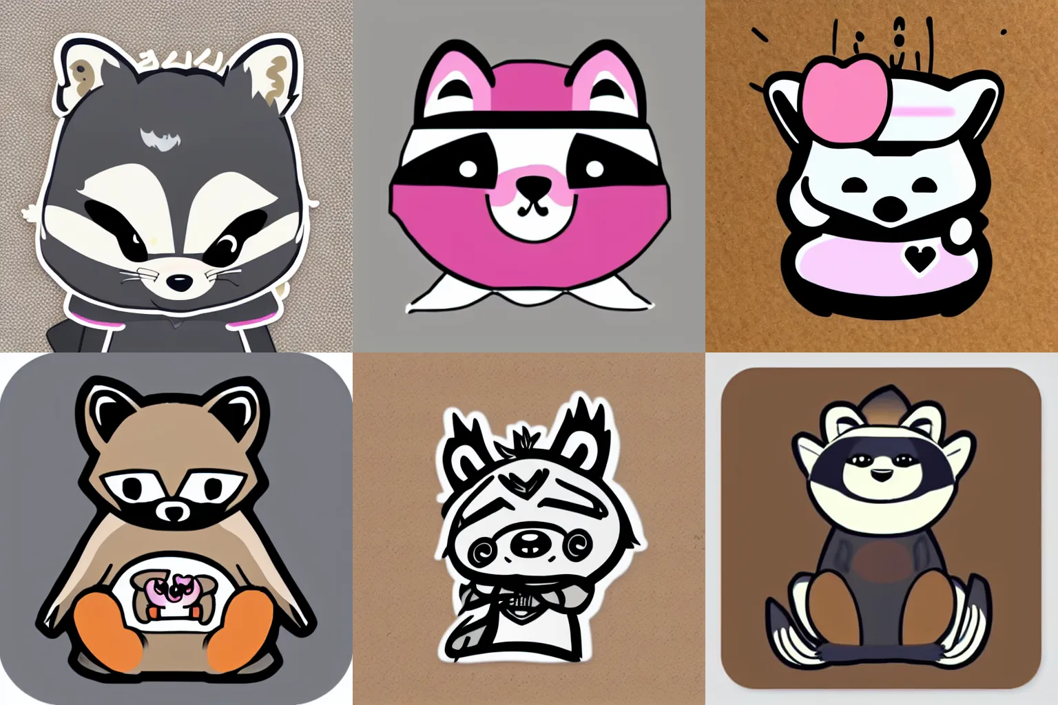 Prompt: cute raccoon, in the style of japanese mascot, sticker art