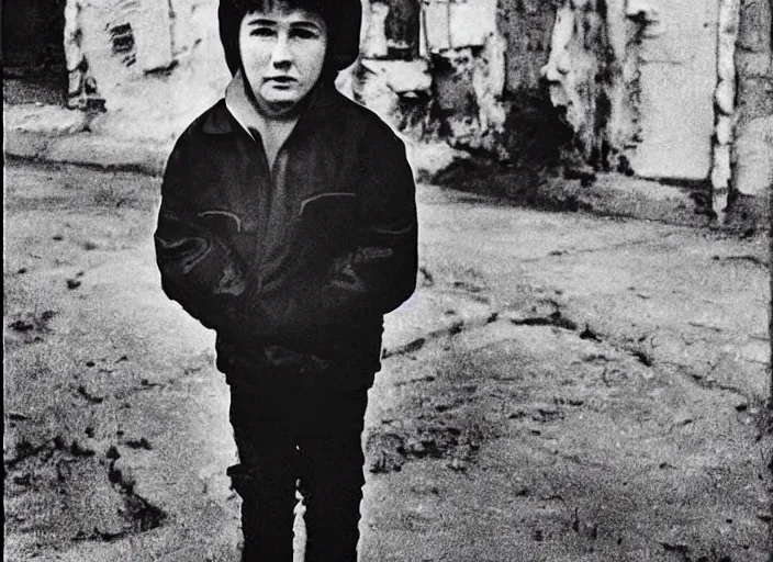 Image similar to professional fine detailed photo portrait of young david lynch from makhachkala, dagestan. kid david lynch in the postsoviet suburbia, iphone photo, instagram