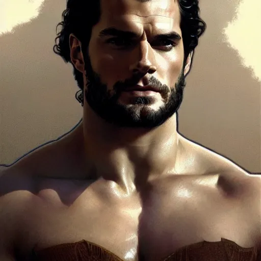 Prompt: Henry Cavill is a Greek god, gorgeous, amazing, muscular, intricate, elegant highly detailed, digital painting, artstation, concept art, sharp focus, illustration, art by artgerm, greg rutkowski, alphonse mucha