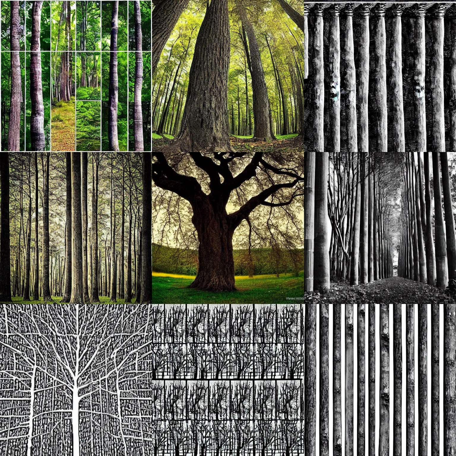 Prompt: hundred images arranged in 1 0 rows by 1 0 columns of : a photo of a tree