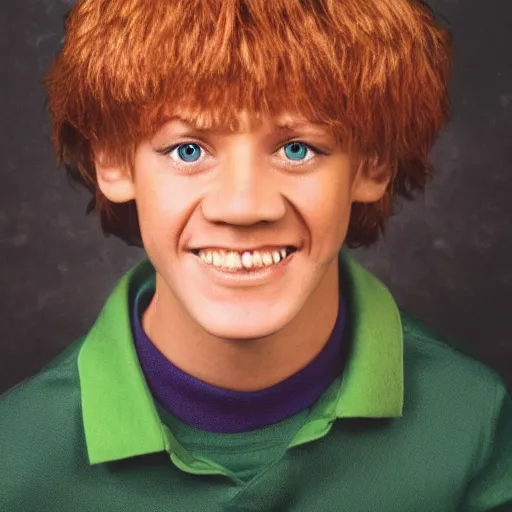 Image similar to yearbook photo of shaggy from scooby - doo, hyperrealistic, award winning